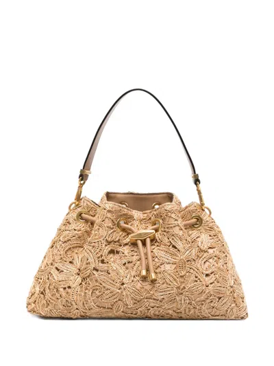 Jimmy Choo Chin Flower-raffia Tote Bag In Brown