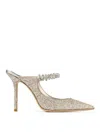 Jimmy Choo Bing 100 Glitter Fabric M In Beige