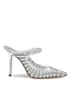 Jimmy Choo 100mm Bing Crystal-embellished Mules In Silver