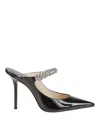 Jimmy Choo Crystal Strap Embellished Mules With 10cm Heel In Black