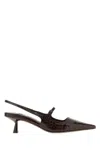 Jimmy Choo Slingback With Buckle And Crocodile Texture In Brown