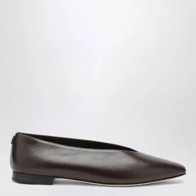 Jimmy Choo Chocolate Leather Margot Ballet Flats In Brown