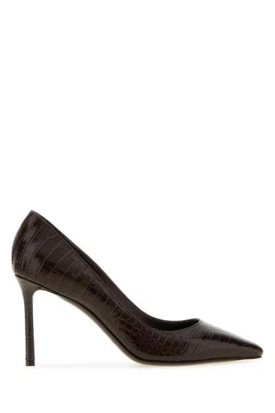 Jimmy Choo Chocolate Leather Romy 85 Pumps In Brown
