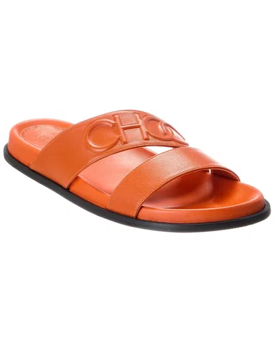 Jimmy Choo Womens Embossed Logo Leather Slide In Multi