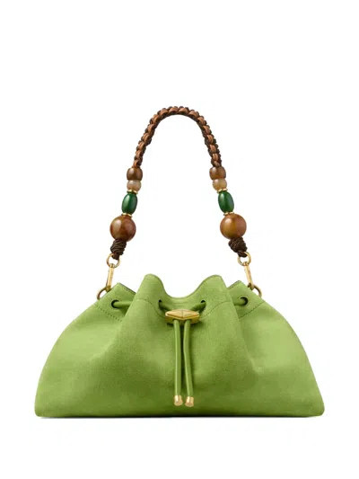 Jimmy Choo Cinch Beaded Medium Shoulder Bag In Green