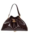 Jimmy Choo Bon Bon Medium Croc-embossed Leather Shoulder Bag In Brown