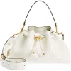 Jimmy Choo Cinch M Leather Bucket Bag In Latte/gold