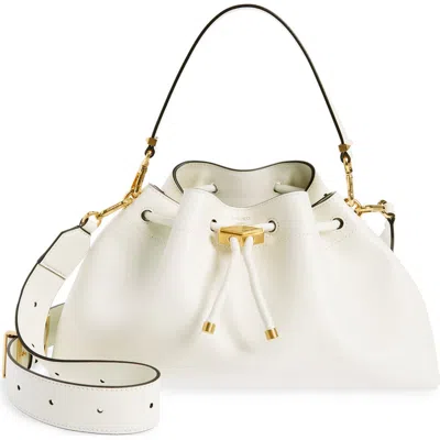 Jimmy Choo Cinch M Leather Bucket Bag In Latte/gold