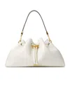 Jimmy Choo Medium Cinch Leather Shoulder Bag In Latte/gold