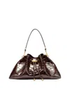 Jimmy Choo Cinch M Shiny Embossed Leather Shoulder Bag In Brown