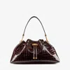 Jimmy Choo Medium Cinch Crocodile-effect Shoulder Bag In Brown