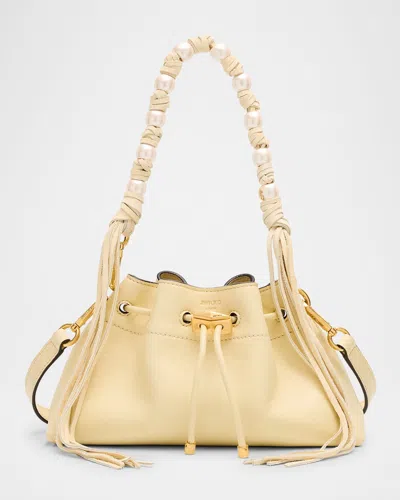 Jimmy Choo Cinch Small Pearly-embellished Leather Shoulder Bag In Gold