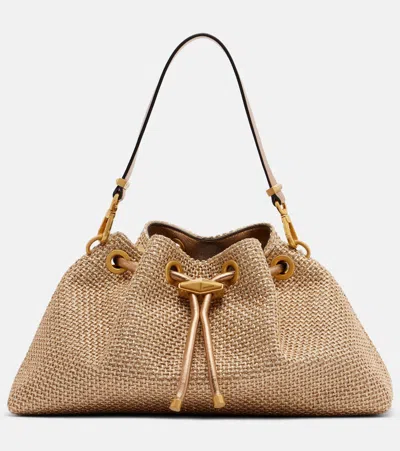 Jimmy Choo Cinch Small Raffia-effect Tote Bag In Gold