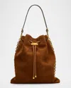 Jimmy Choo Cinch Suede Bucket Bag With Chain