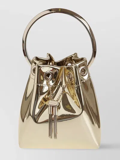 Jimmy Choo Circle Mirror Chain Tassel Bag In Yellow