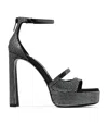 Jimmy Choo Claressa 125 Crystal Satin Platform Sandals