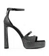 Jimmy Choo Claressa 125 Crystal Satin Platform Sandals In Multi