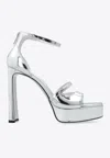 Jimmy Choo Claressa 125 Metallic Leather Platform Sandals In Silver
