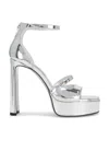 Jimmy Choo Claressa 125 Metallic Leather Platform Sandals In Silver