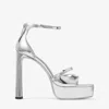 Jimmy Choo Claressa 125 Metallic Leather Platform Sandals In Silver