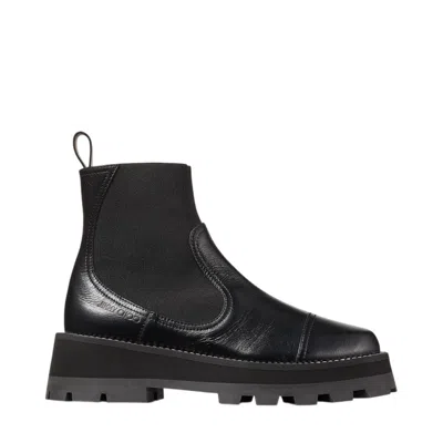 Jimmy Choo Clayton Black Leather Flat Ankle Boots