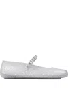 Jimmy Choo Clear Jelly Ballerina Flats With Crystal Embellishment In Gray