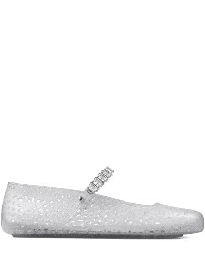JIMMY CHOO JIMMY CHOO CLEAR JELLY BALLERINA FLATS WITH CRYSTAL EMBELLISHMENT