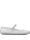 Jimmy Choo Clear Jelly Ballerina Flats With Crystal Embellishment In Gray
