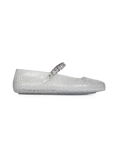 Jimmy Choo Clear Jelly Ballet Flats With Crystal