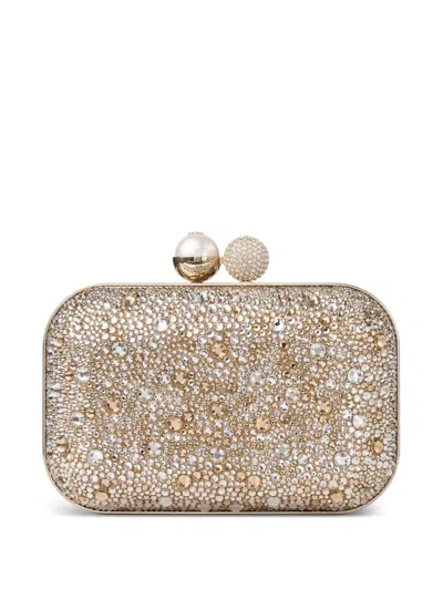 Jimmy Choo Cloud Crystal-embellished Clutch Bag In Gold