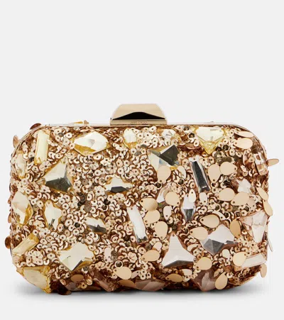 Jimmy Choo Cloud Embellished Clutch In Brown