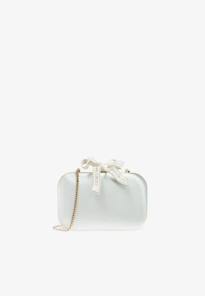 Jimmy Choo Cloud Satin Clutch Bag In Blue
