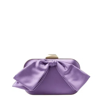 Jimmy Choo Cloud Wisteria Satin Bow Clutch Bag
