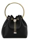Jimmy Choo Leather Bucket Bag Chain Detail In Black
