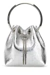 Jimmy Choo Bon Bon Metallic Handbag With Metal Bracelet Handle And Chain-link Shoulder Strap In Leather Woman