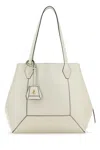 Jimmy Choo Structured Leather Shopping Bag With Diamond Stitching In White