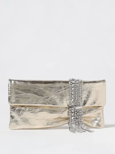 Jimmy Choo Zandra Crystal-embellished Clutch In Metallic Leather In Platinum