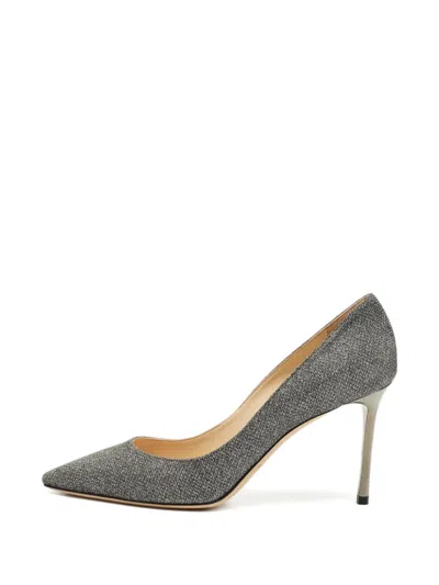 Pre-owned Jimmy Choo Coarse Glitter Pointed Pumps In Gray