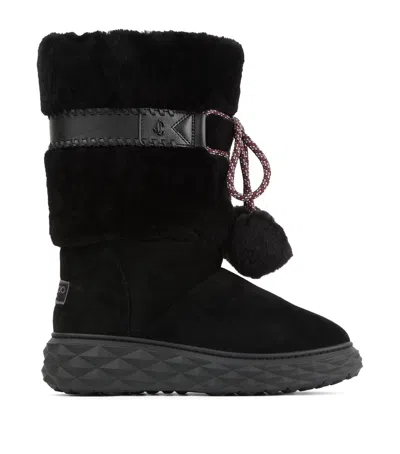 Jimmy Choo Cobi Suede-shearling Boots In Black