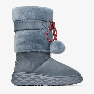 Jimmy Choo Cobi Shearling-trimmed Suede Platform Boots In Blue
