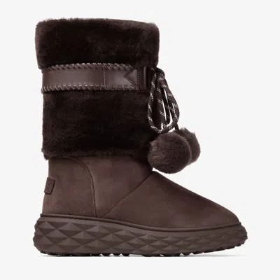 Jimmy Choo Shearling-trimmed Suede Knee Boots In Brown