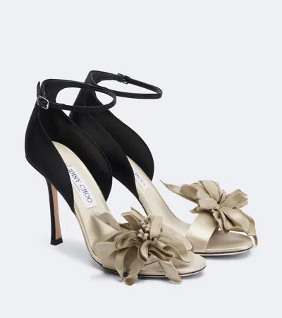 Jimmy Choo Coko Flower-embellished Ankle-strap Sandals In Black