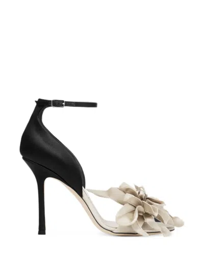 Jimmy Choo Coko Flower-embellished Ankle-strap Sandals In Black