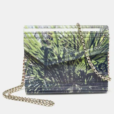 Jimmy Choo Color Palm Print Acrylic And Suede Candy Chain Clutch In Multi