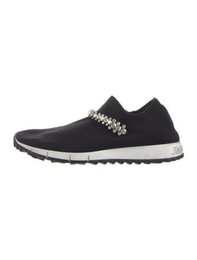 Pre-owned Jimmy Choo Colorblock Pattern Crystal Embellishments Sneakers In Black