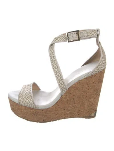 Pre-owned Jimmy Choo Colorblock Pattern Espadrilles In Neutral