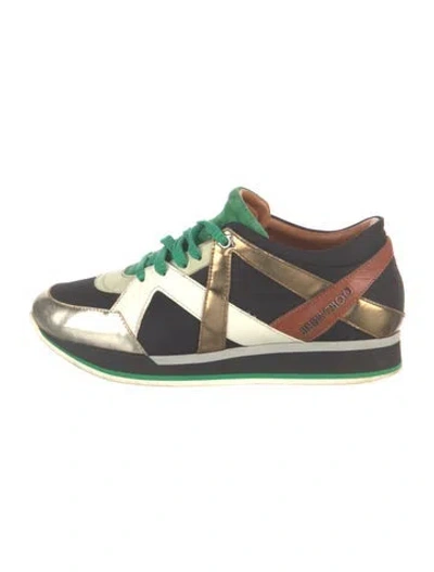 Pre-owned Jimmy Choo Colorblock Pattern Leather Trim Embellishment Sneakers In Multi