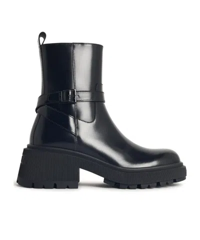 JIMMY CHOO 'CONNY FLAT' BLACK LEATHER ANKLE BOOTS