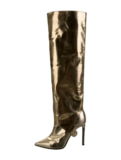 Pre-owned Jimmy Choo Convertible Patent Leather Boots In Gold/metallic