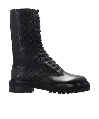 Jimmy Choo Cora Logo-debossed Boots In Black